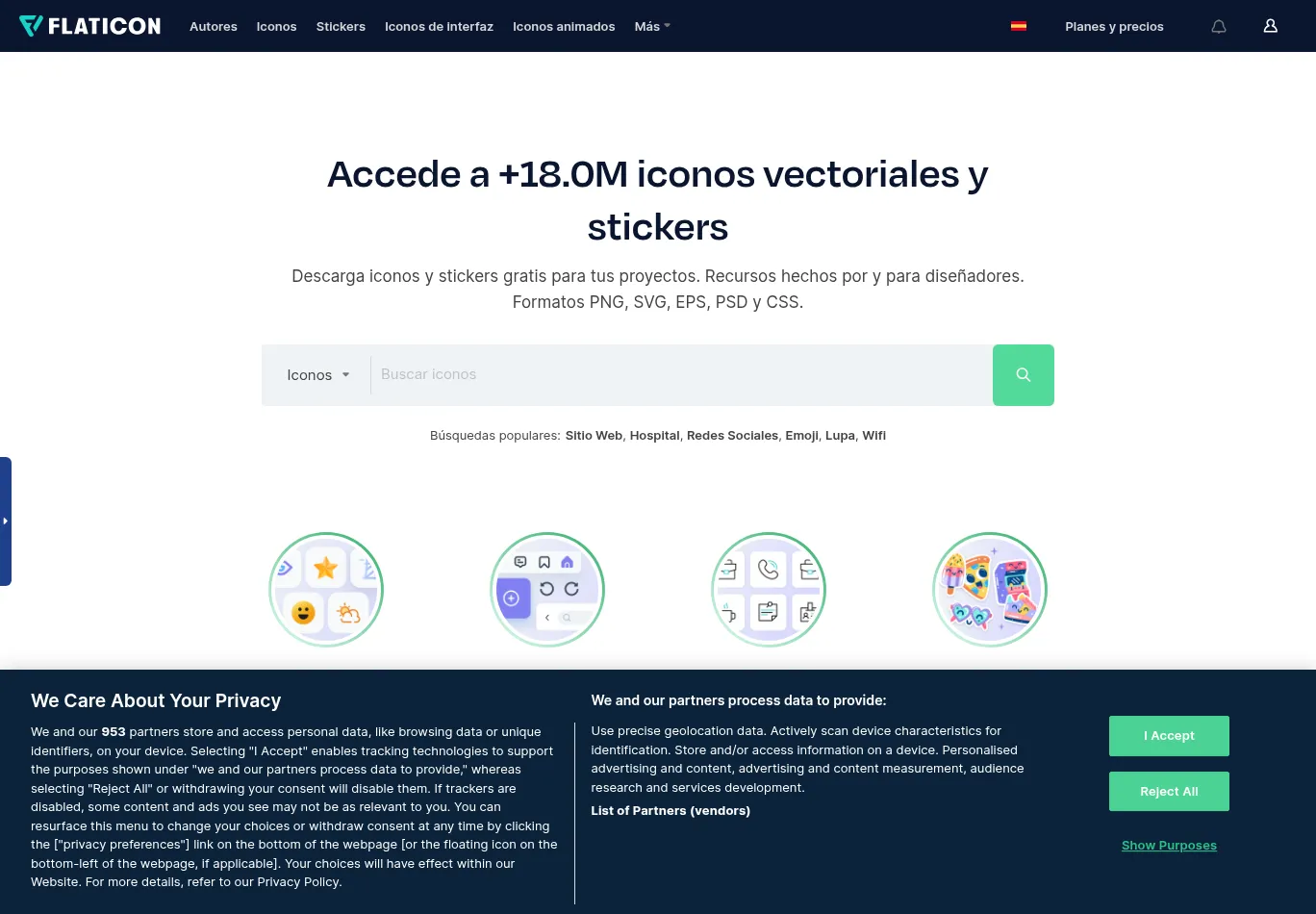 flaticon.es before consent screenshot