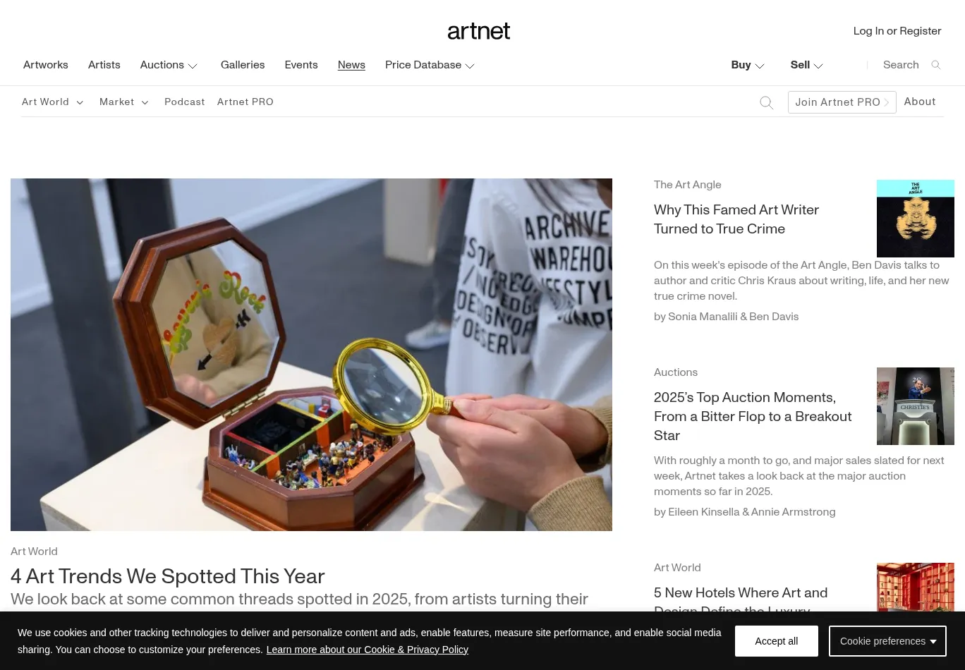 news.artnet.com before consent screenshot