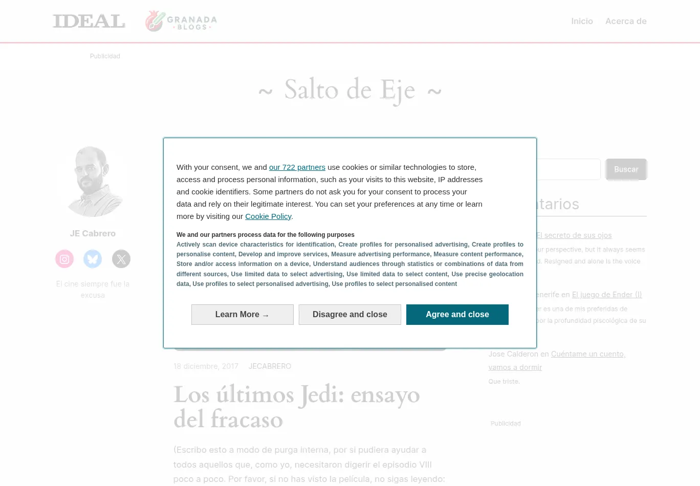 saltodeeje.ideal.es before consent screenshot