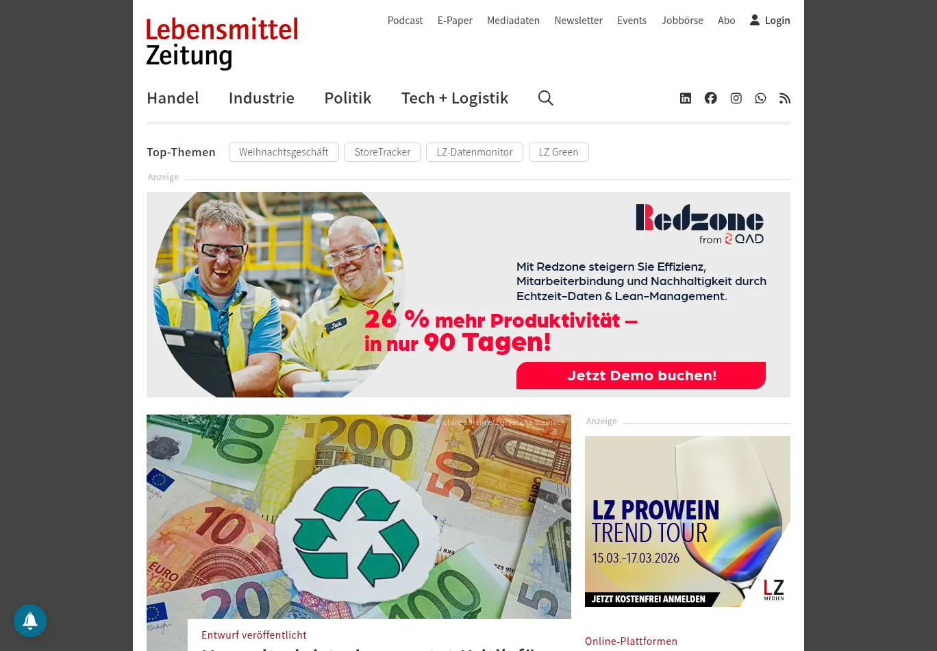 lebensmittelzeitung.net screenshot