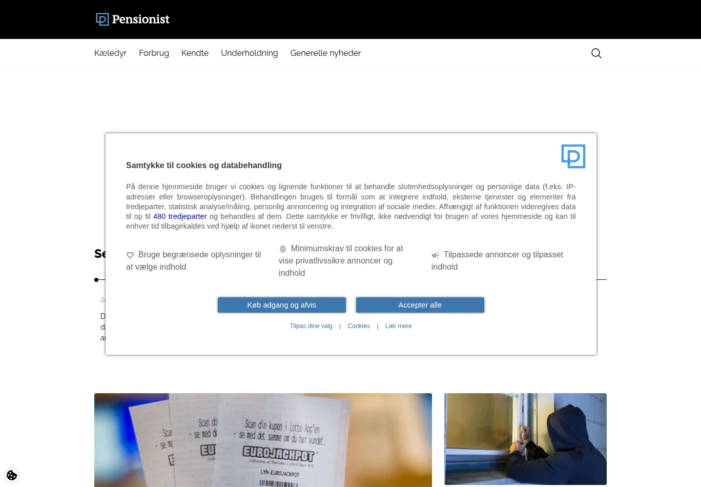 pensionist.dk before consent screenshot