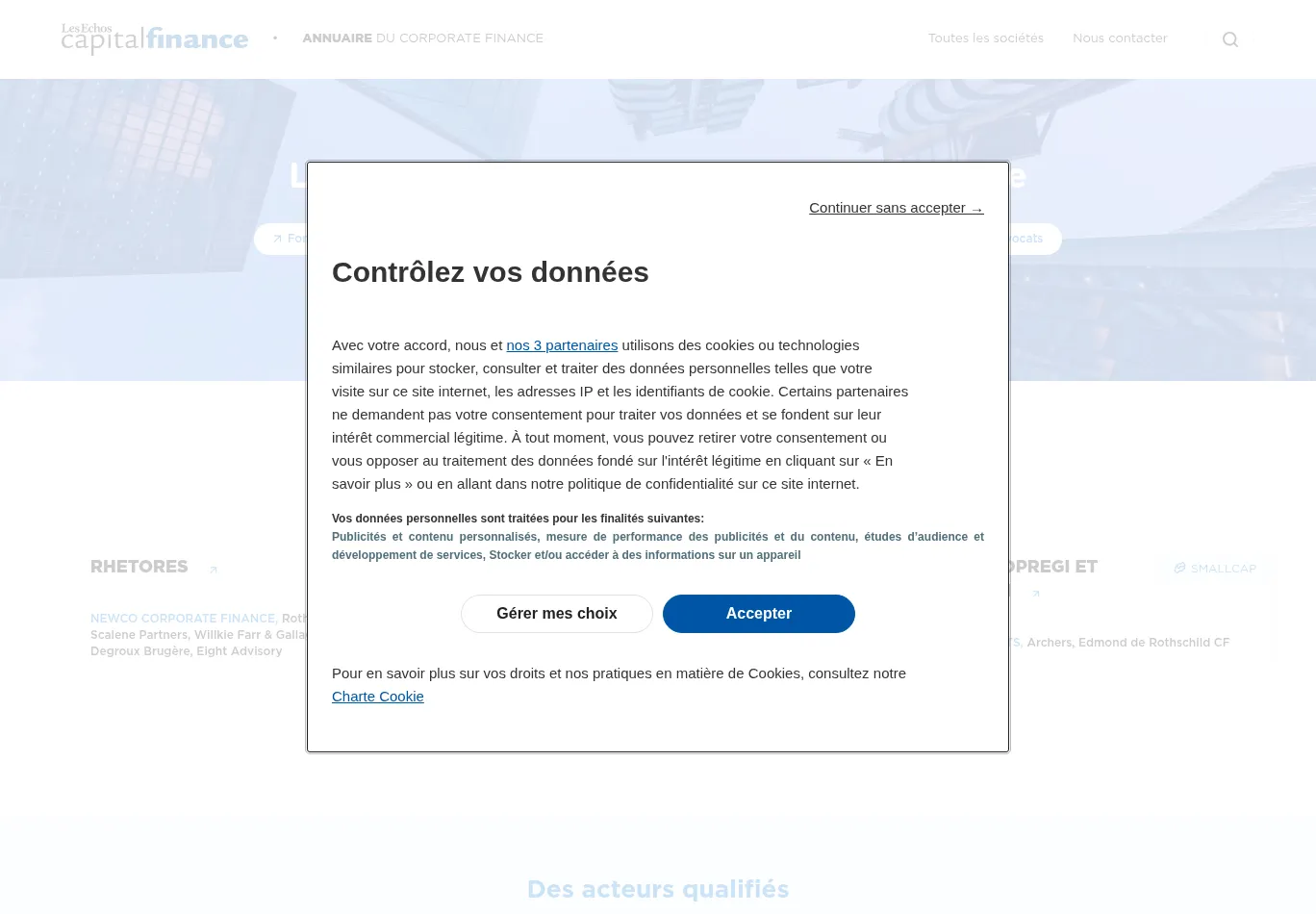 annuairecorporatefinance.fr before consent screenshot