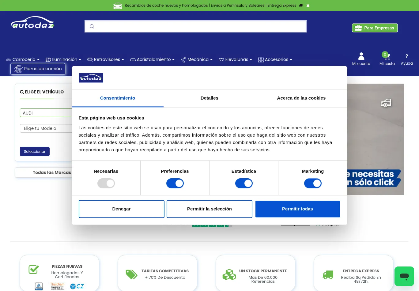 autodaz.es before consent screenshot