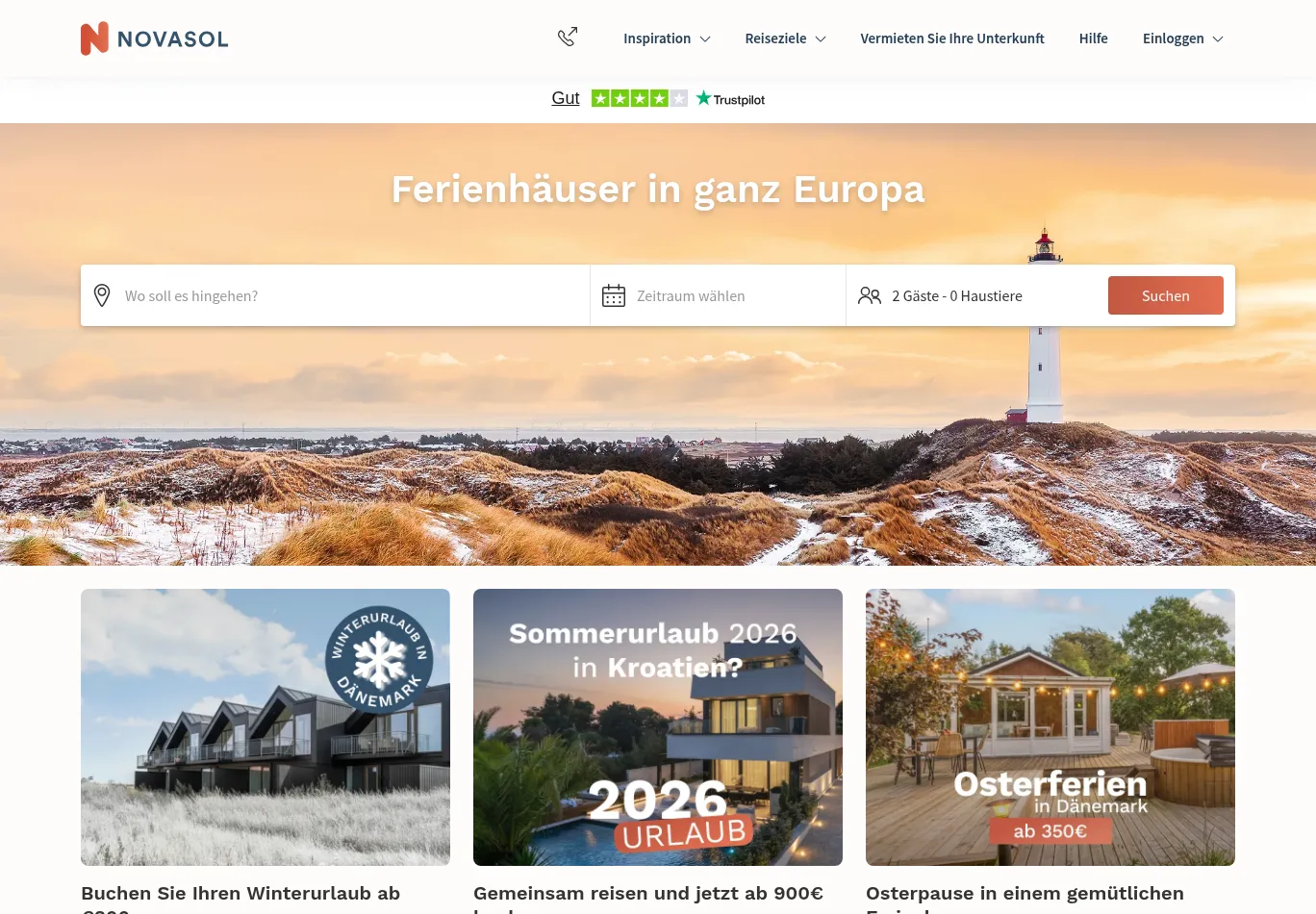 novasol.de before consent screenshot