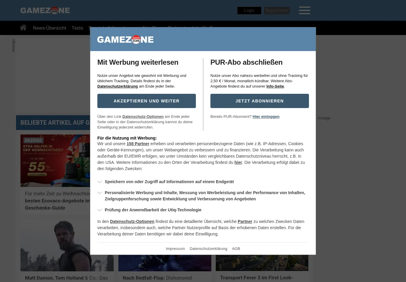 gamezone.de before consent screenshot