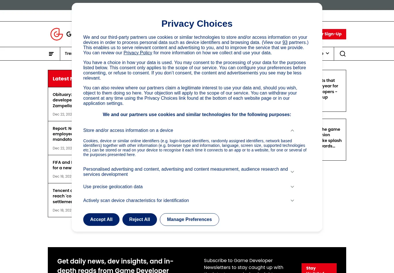 gamedeveloper.com necessary only consent screenshot