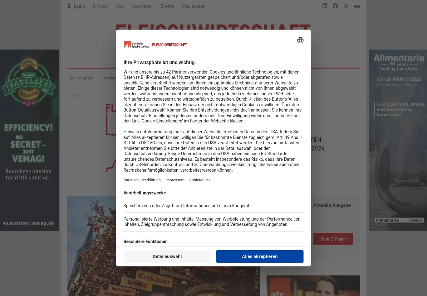 fleischwirtschaft.de before consent screenshot