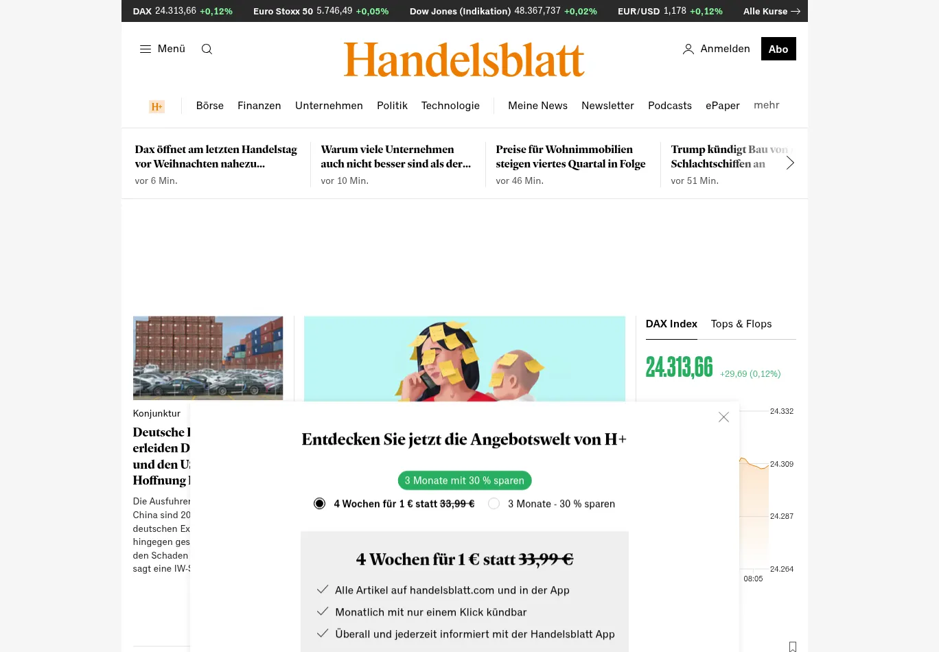handelsblatt.com screenshot