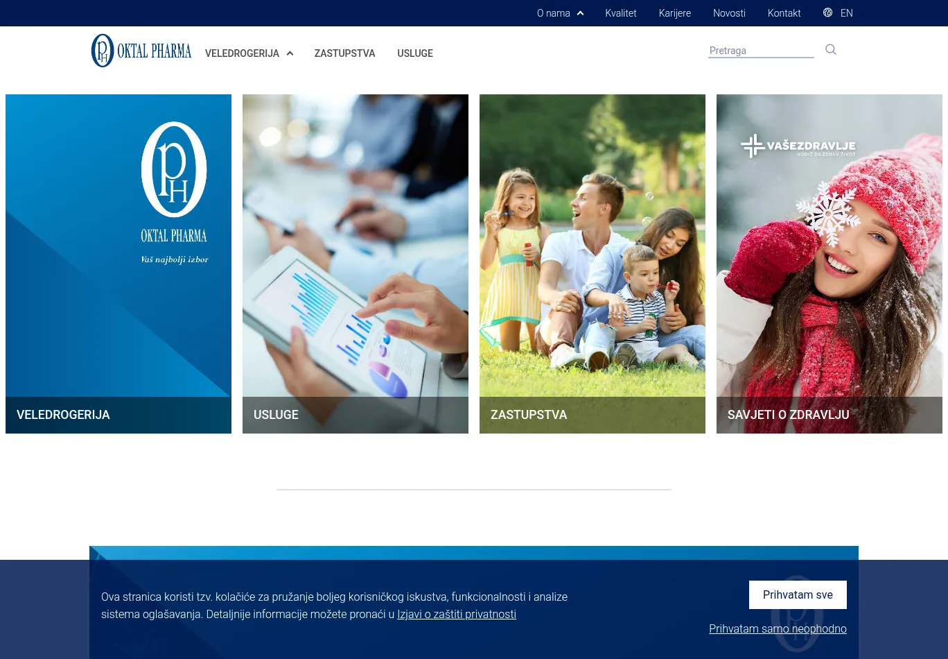 oktal-pharma.ba before consent screenshot