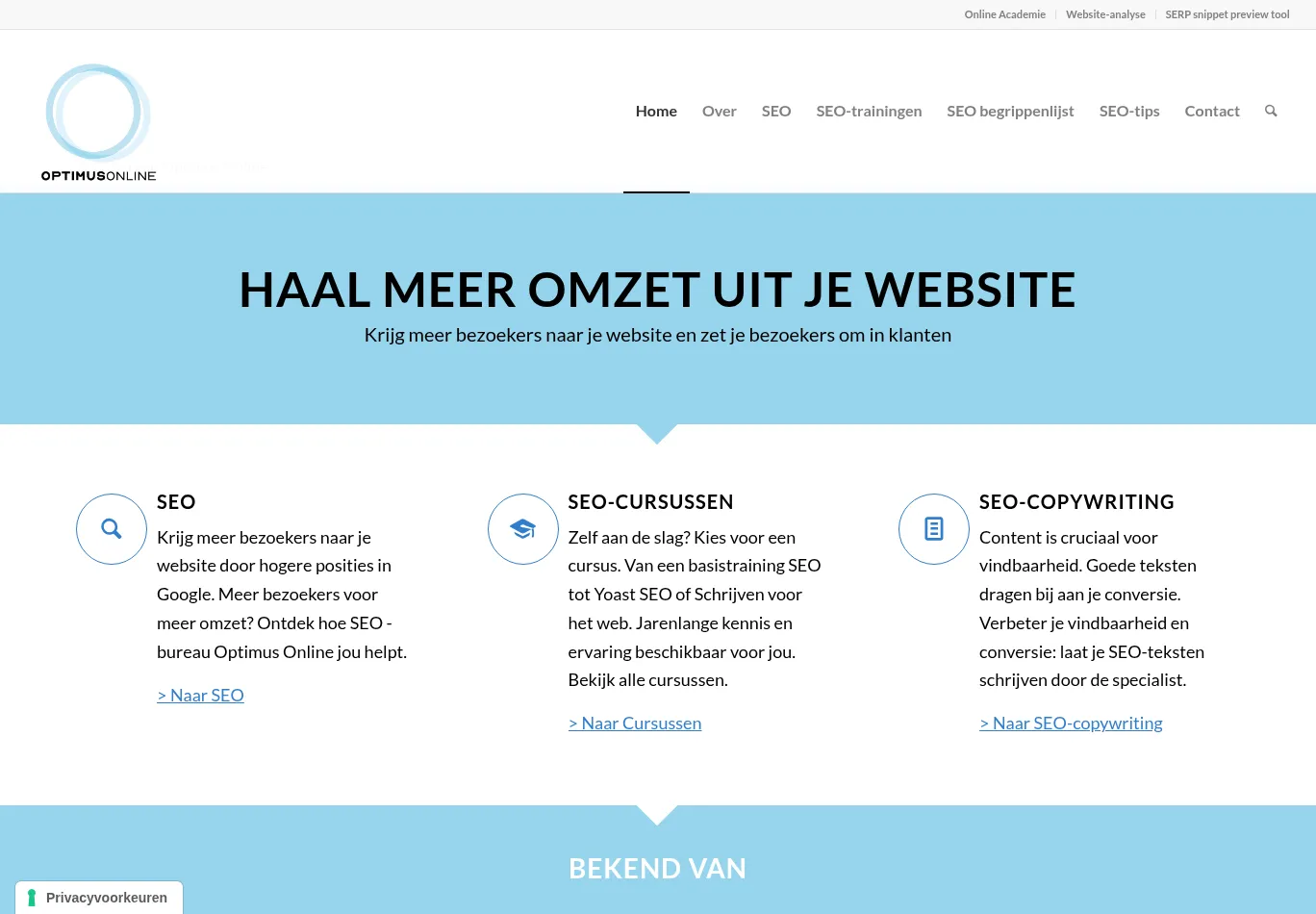 optimusonline.nl necessary only consent screenshot