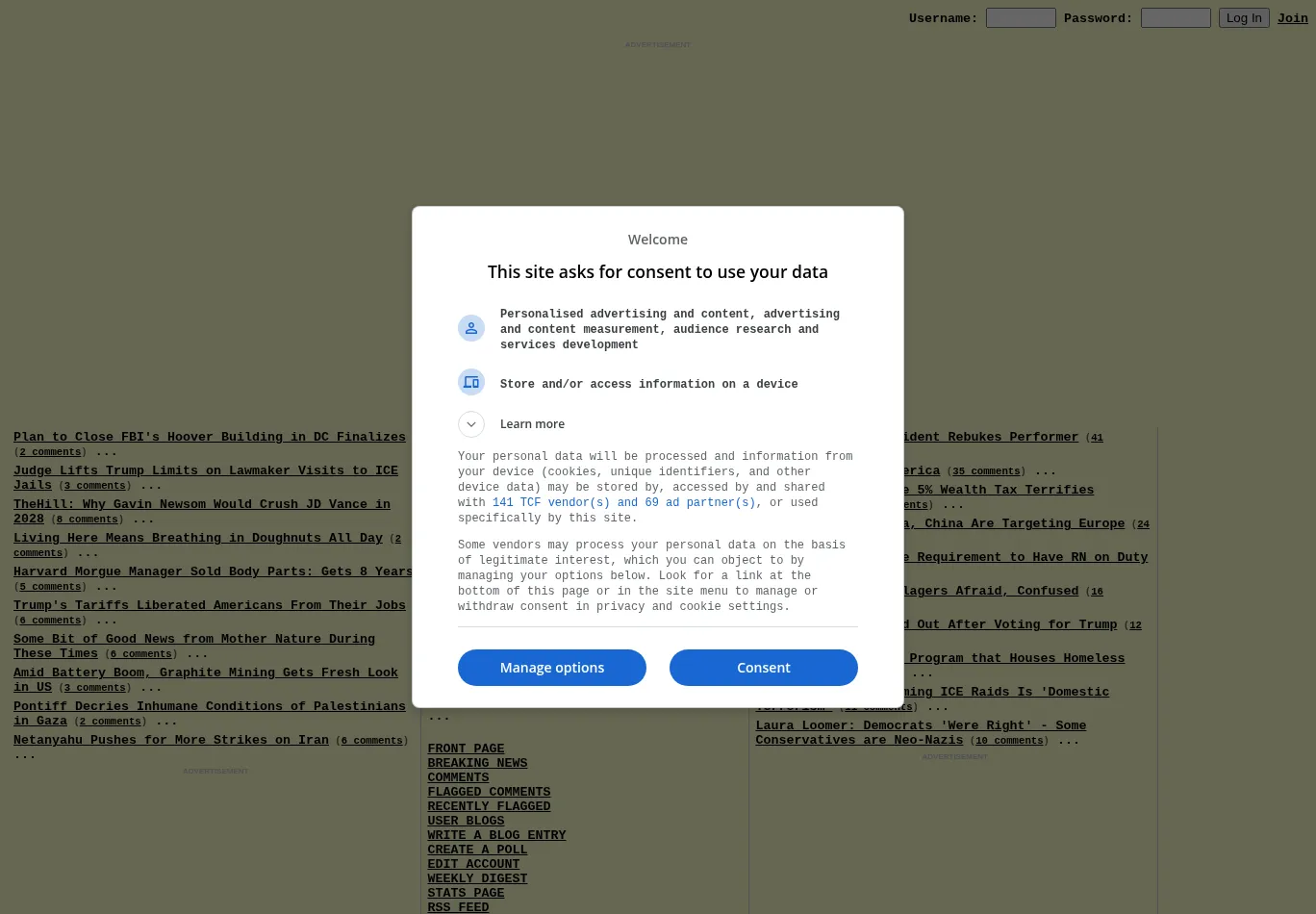 drudge.com before consent screenshot