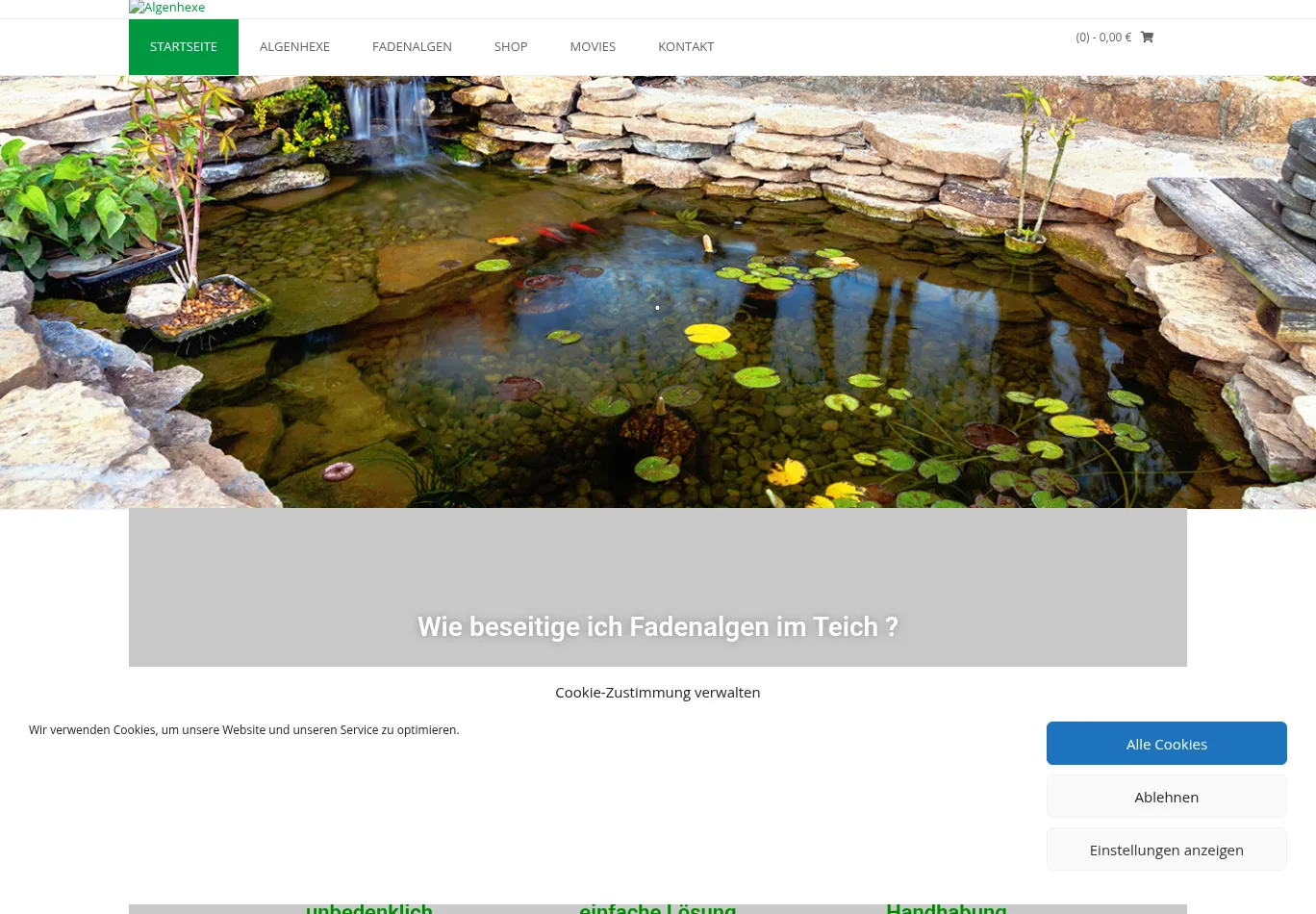 algenhexe.de before consent screenshot