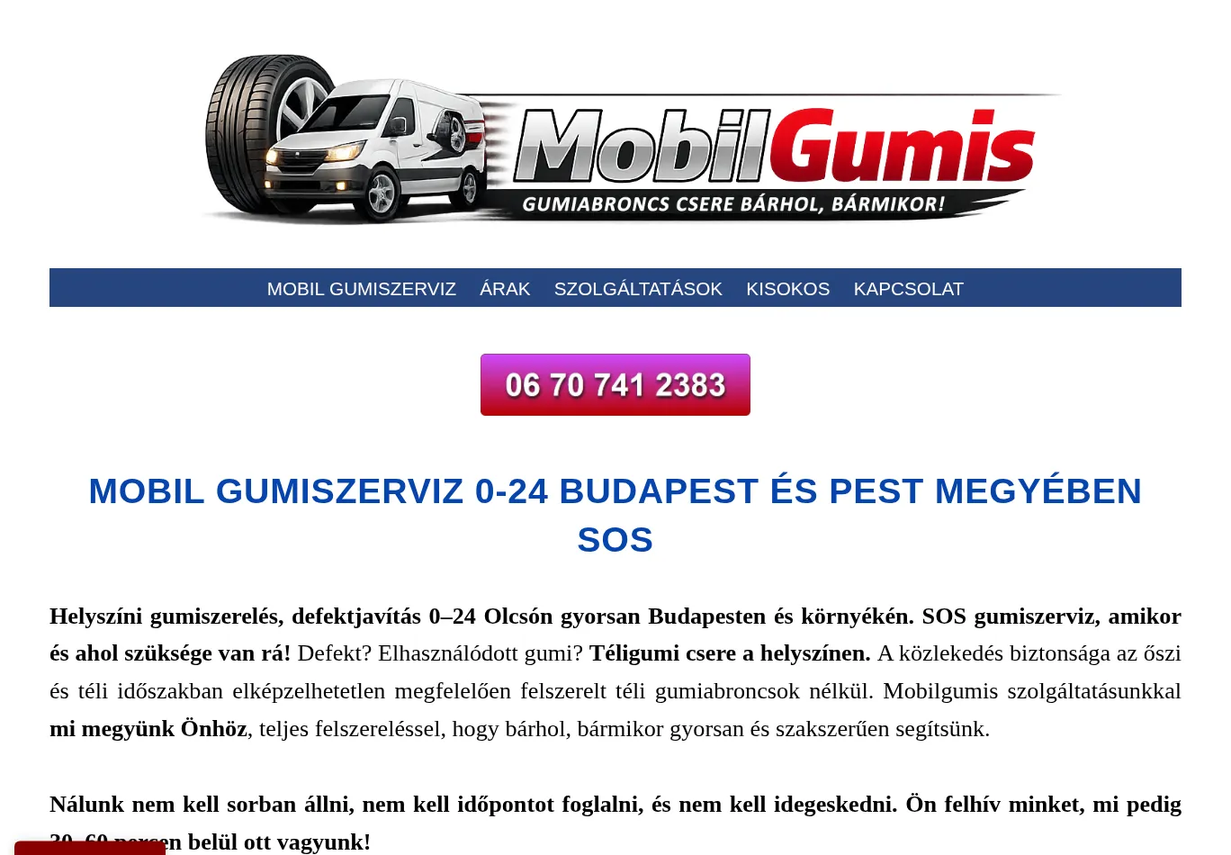 mobilgumisos.hu screenshot