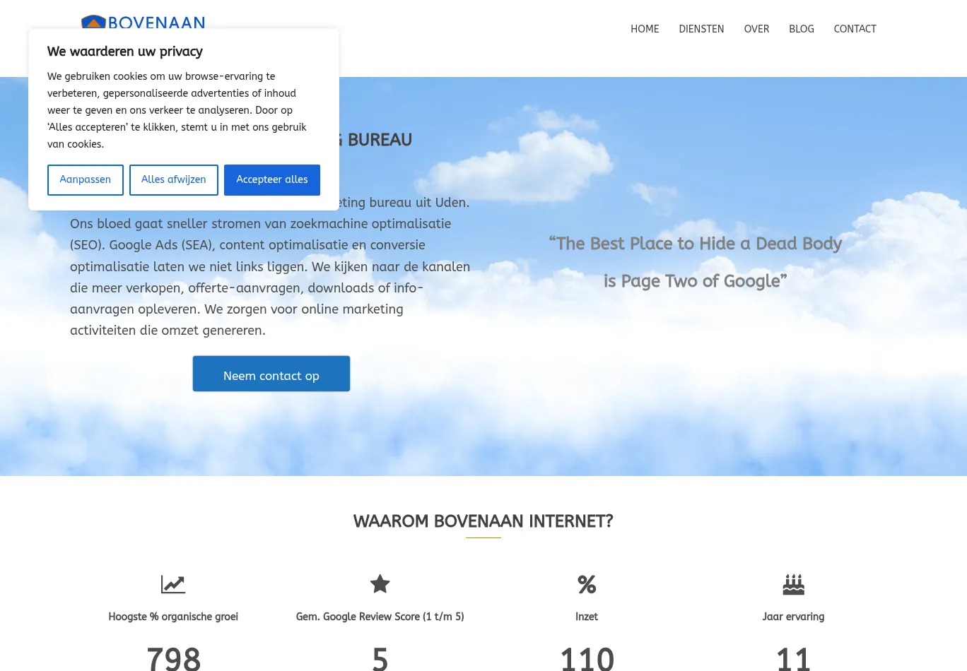 bovenaaninternet.nl before consent screenshot