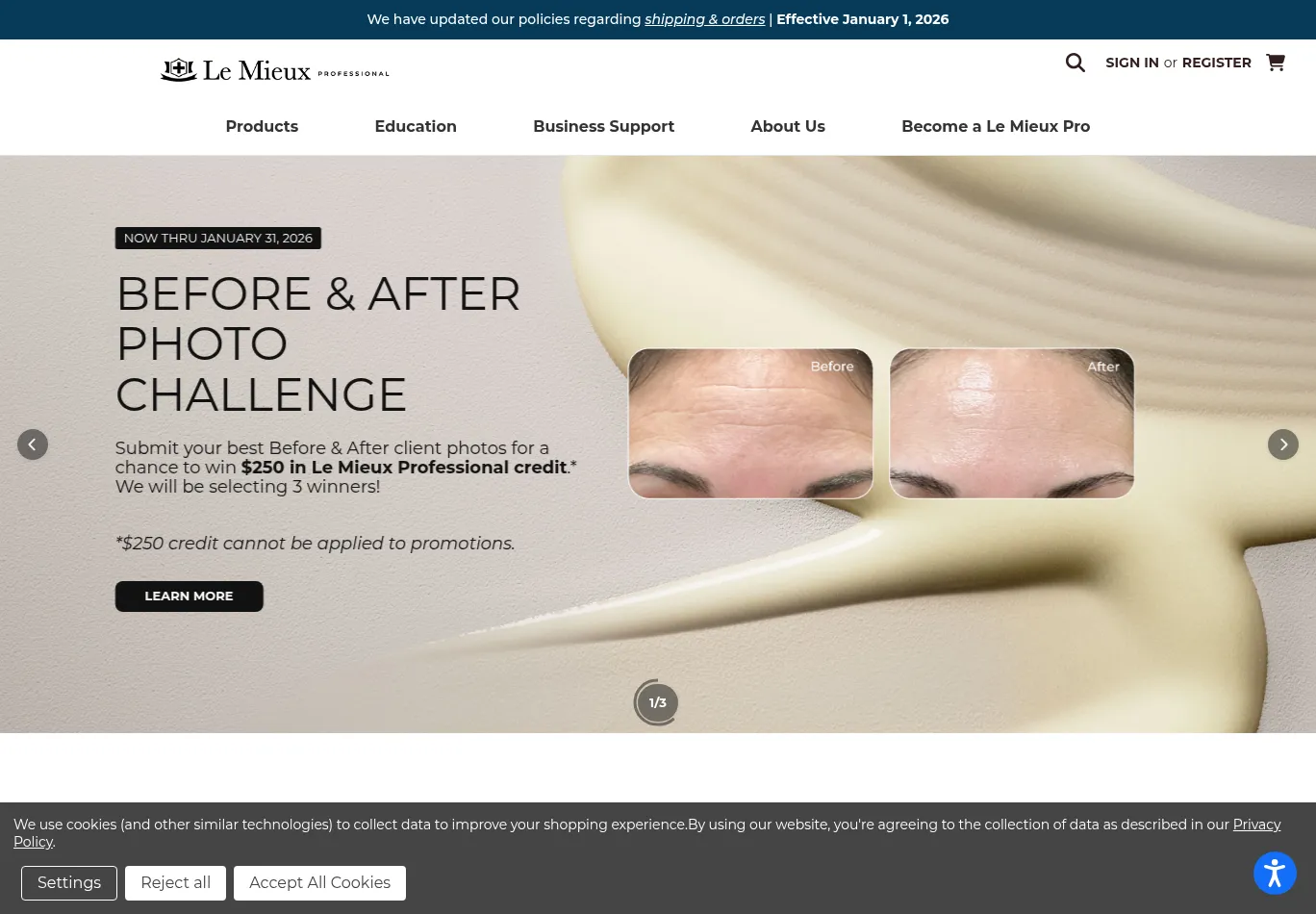 lemieuxpro.com before consent screenshot