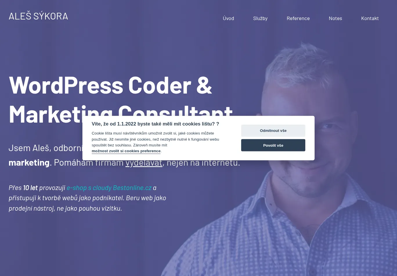 alessykora.cz before consent screenshot