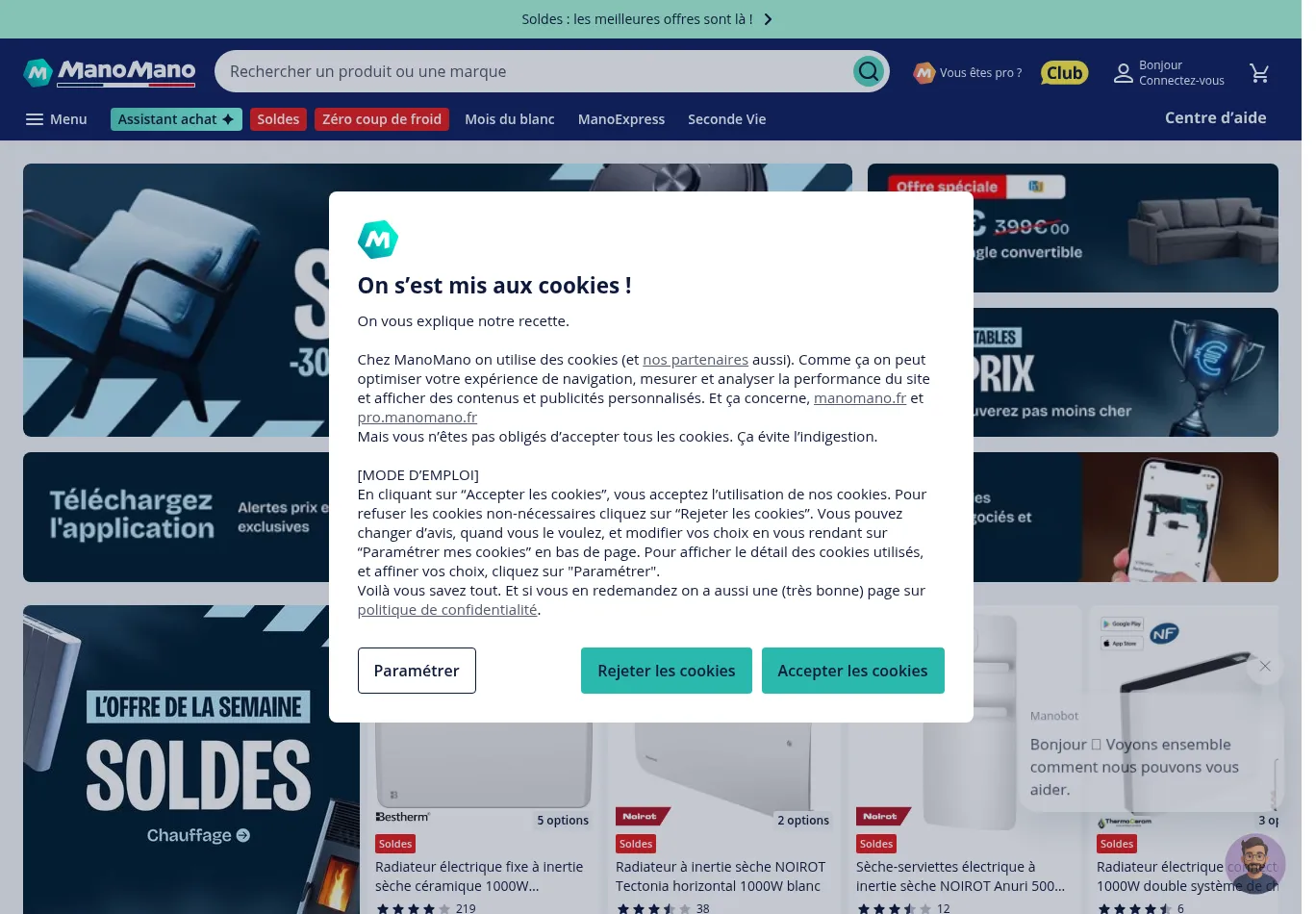 manomano.fr before consent screenshot