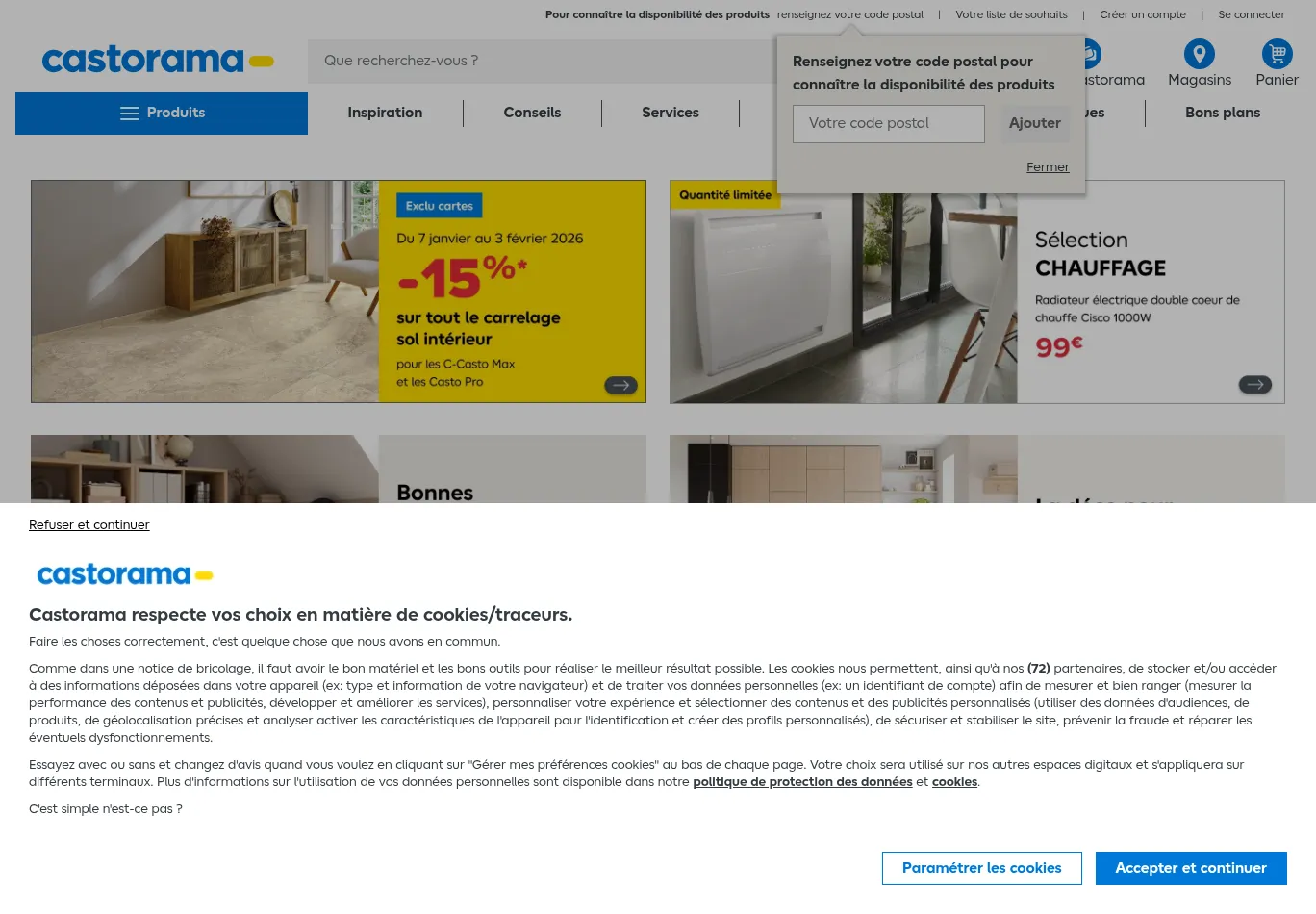 castorama.fr before consent screenshot