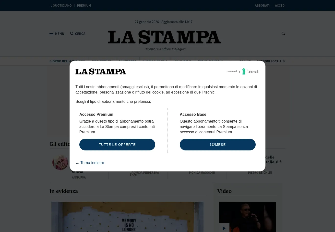 lastampa.it necessary only consent screenshot