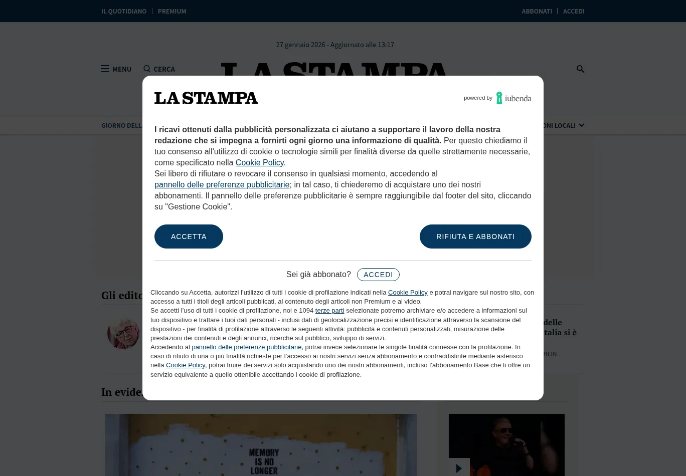 lastampa.it before consent screenshot