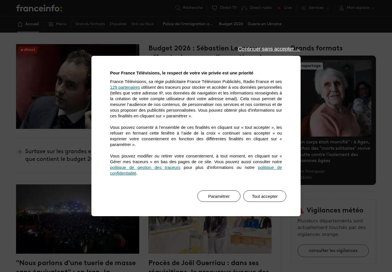 franceinfo.fr before consent screenshot
