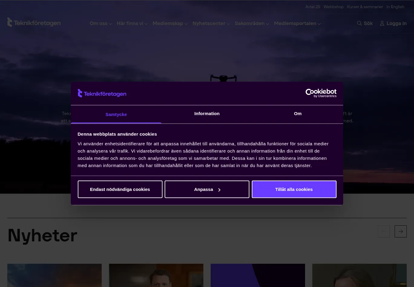 teknikforetagen.se before consent screenshot