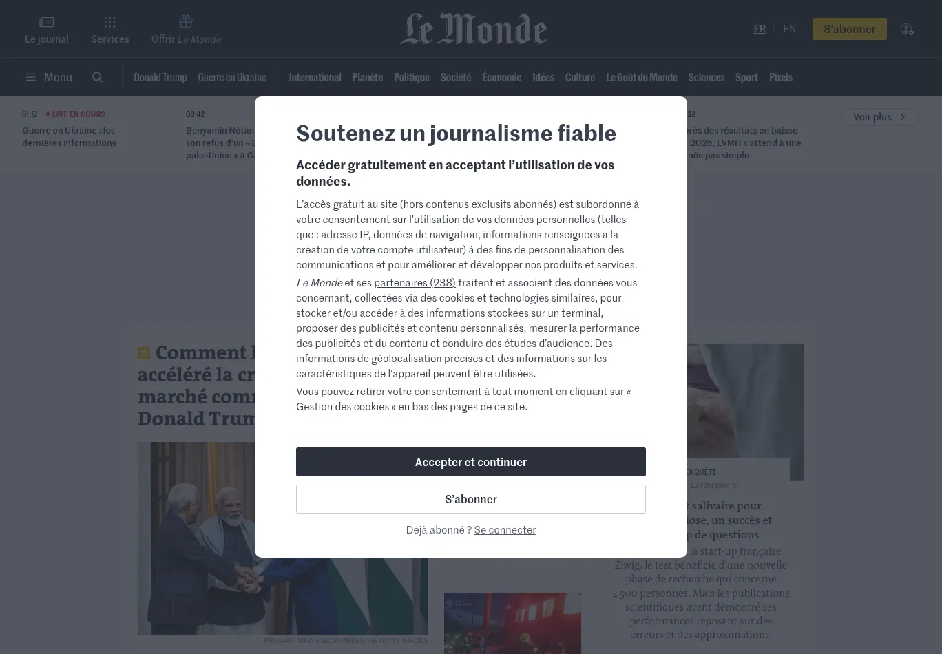 lemonde.fr before consent screenshot