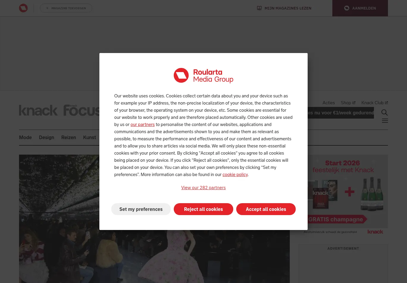 weekend.be before consent screenshot