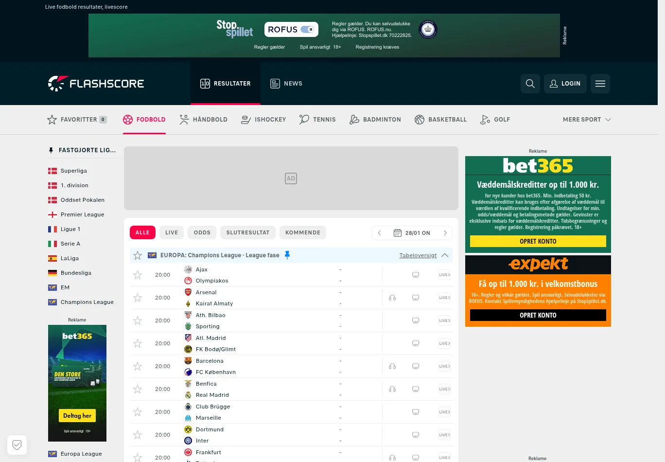 flashscore.dk necessary only consent screenshot