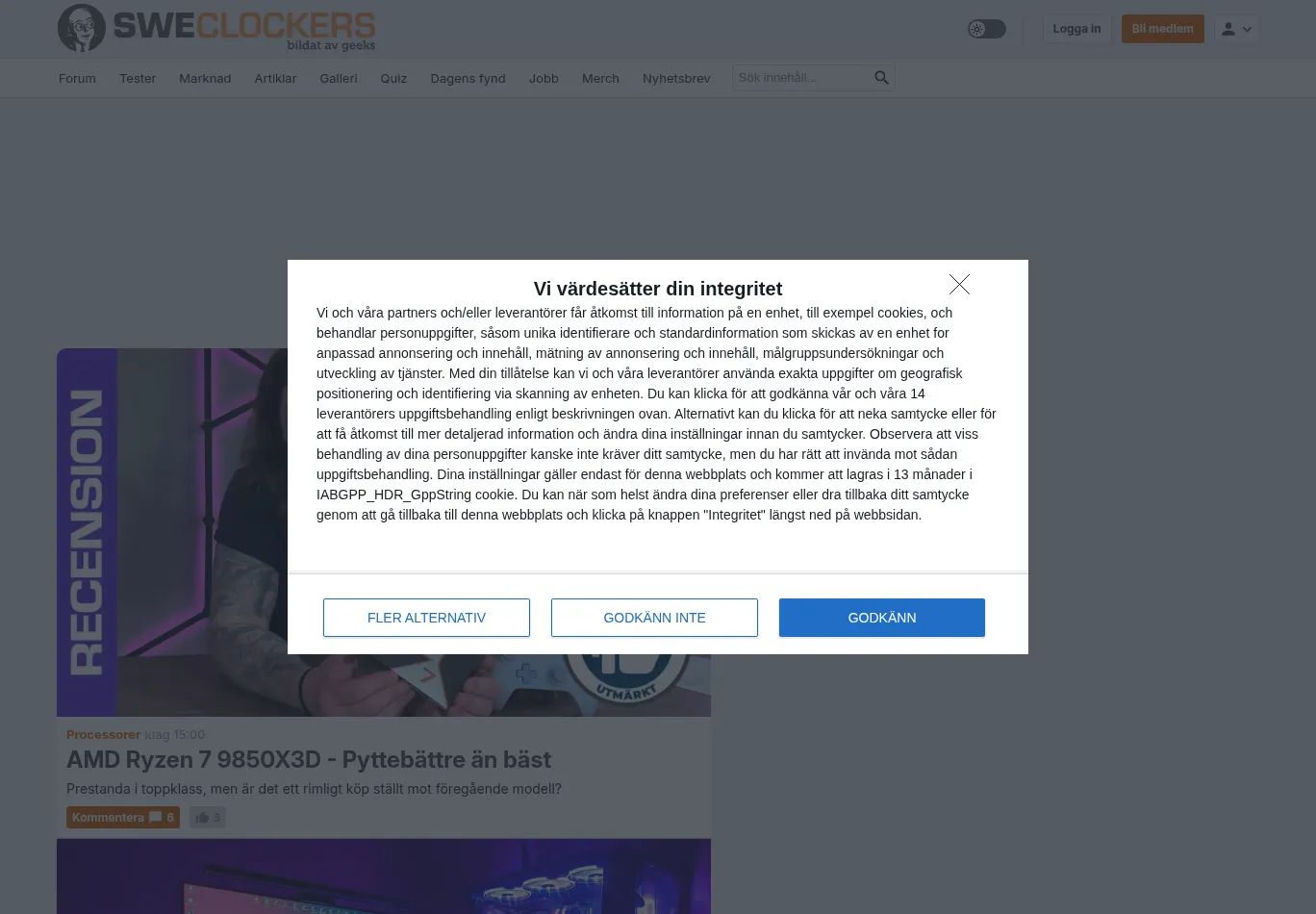 sweclockers.com before consent screenshot