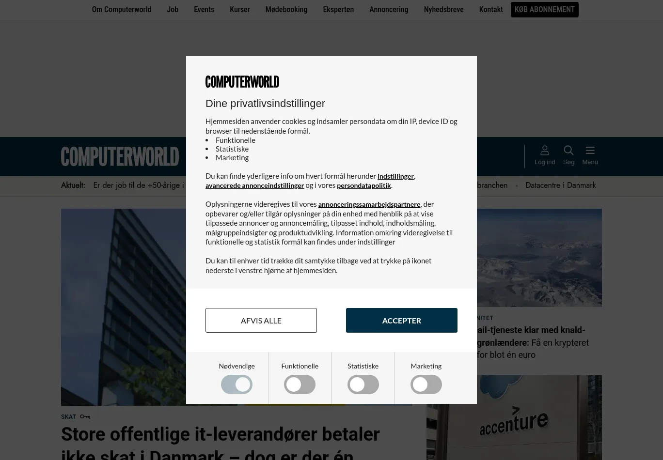computerworld.dk before consent screenshot