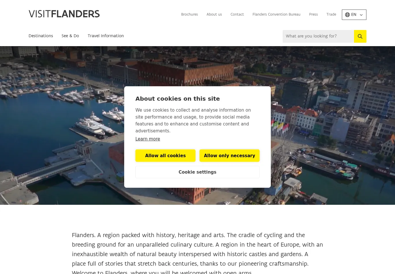 visitflanders.be before consent screenshot