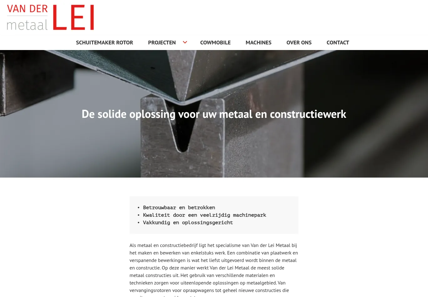 vanderleimetaal.nl screenshot