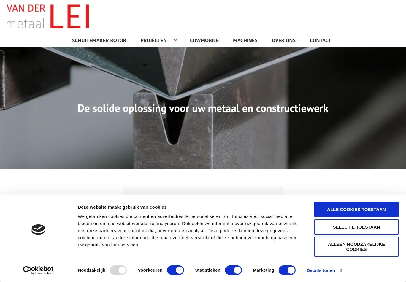 vanderleimetaal.nl before consent screenshot
