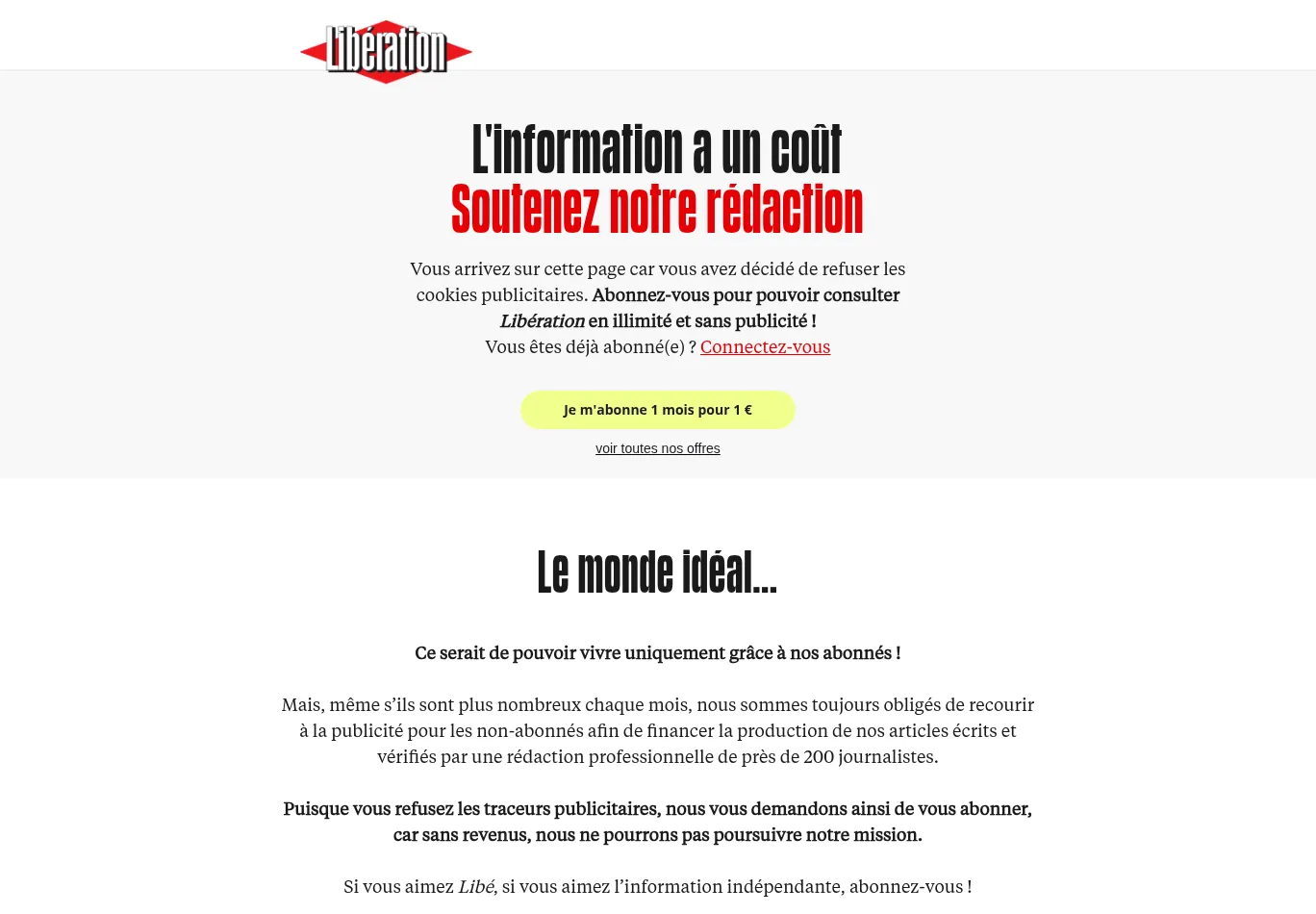 cours-espagnol.liberation.fr necessary only consent screenshot