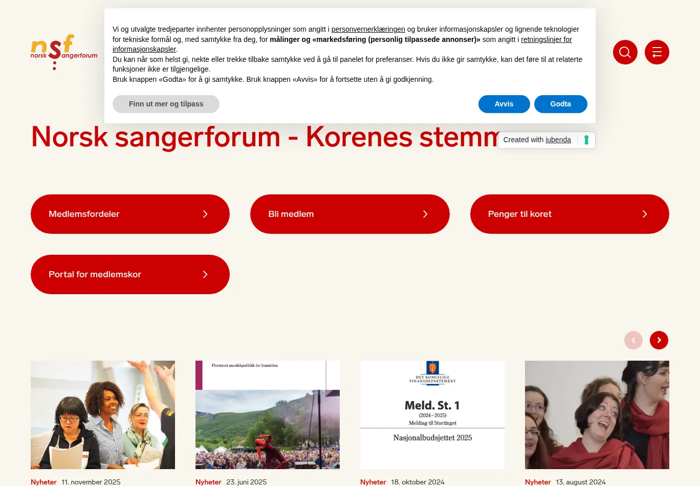 sangerforum.no before consent screenshot
