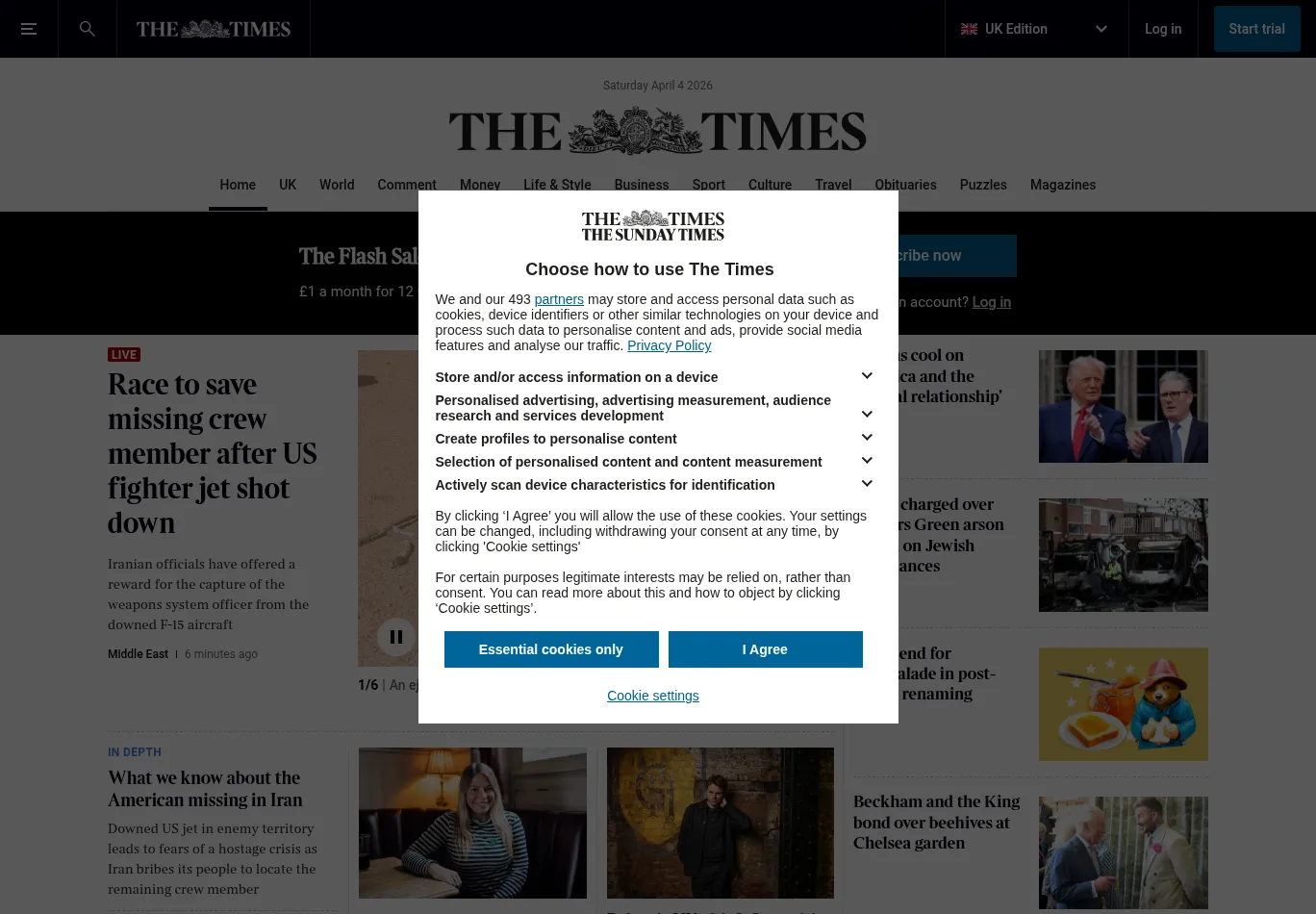 thetimes.co.uk before consent screenshot