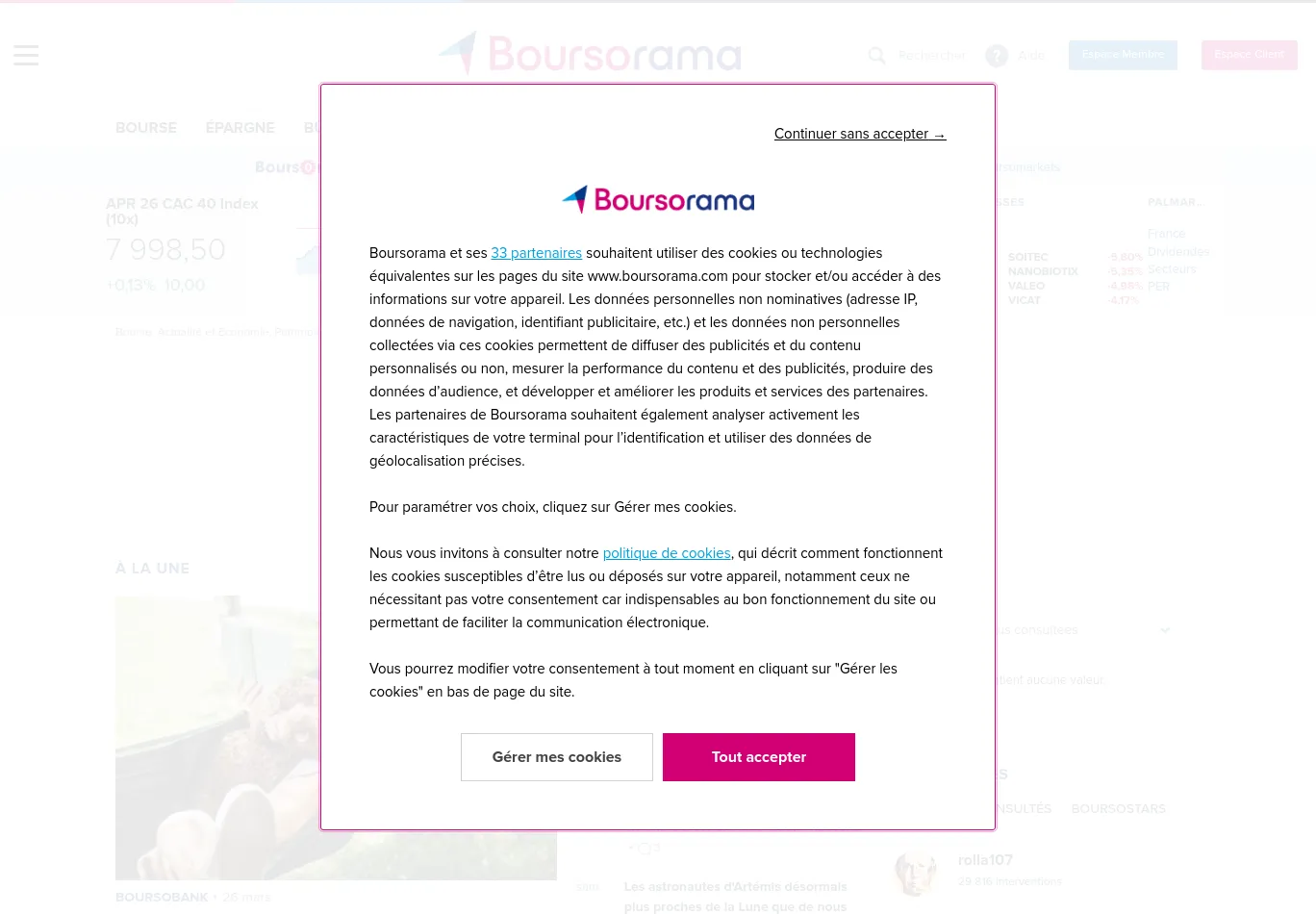 boursorama.com before consent screenshot
