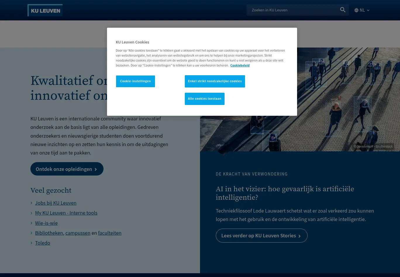 kuleuven.be before consent screenshot
