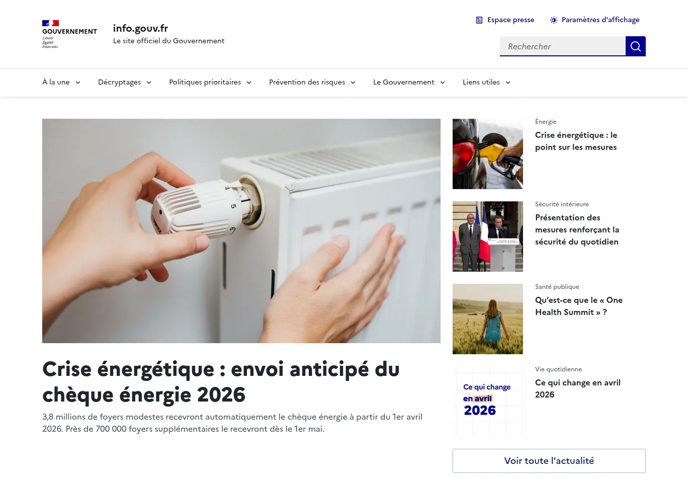 gouvernement.fr necessary only consent screenshot