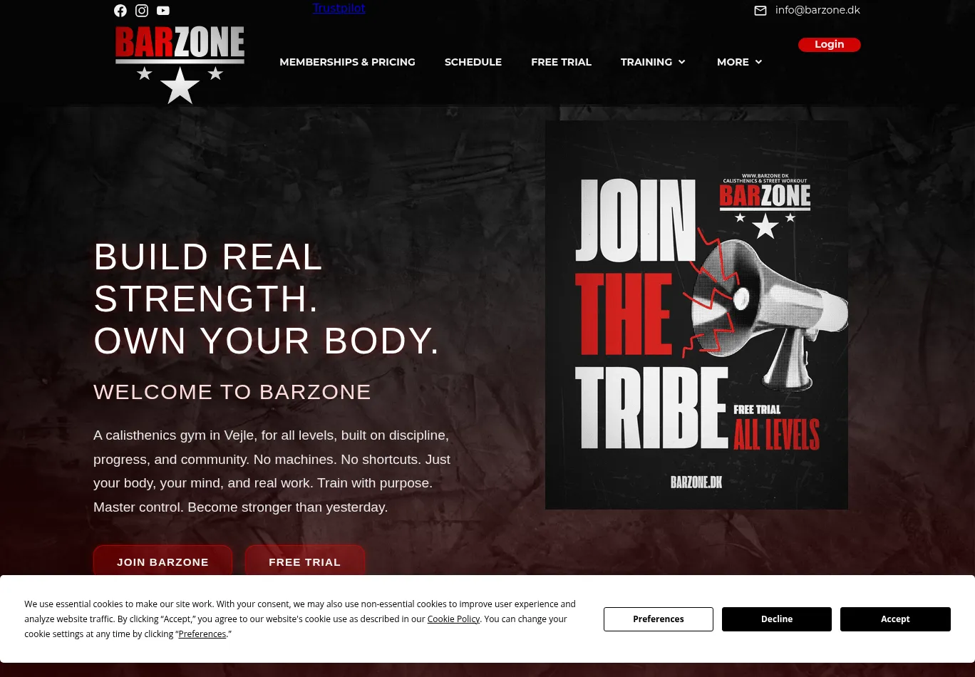 barzone.dk before consent screenshot