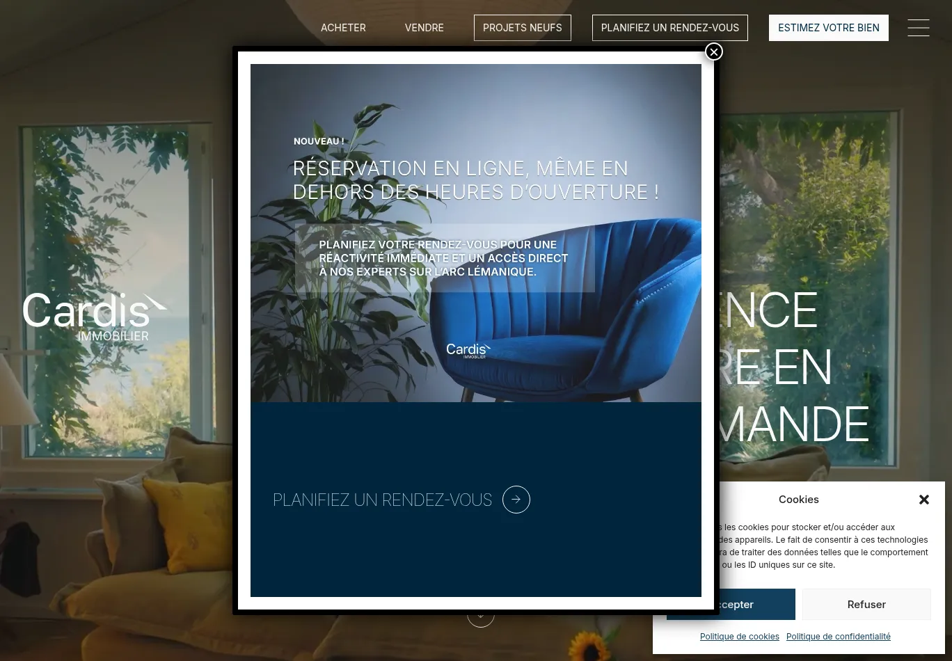 cardis-sa.ch before consent screenshot