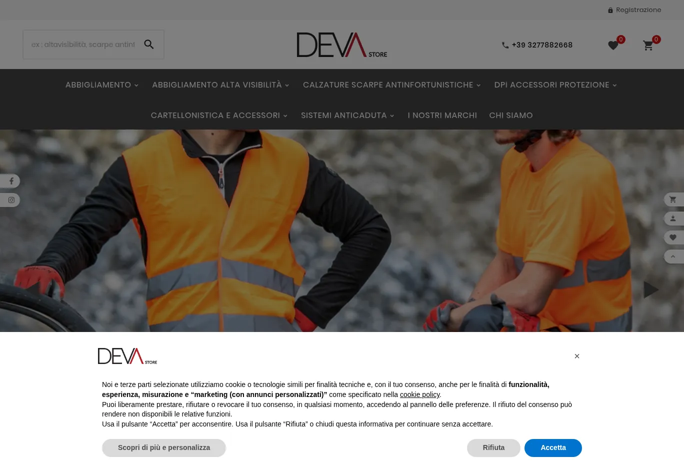 devastore.it before consent screenshot