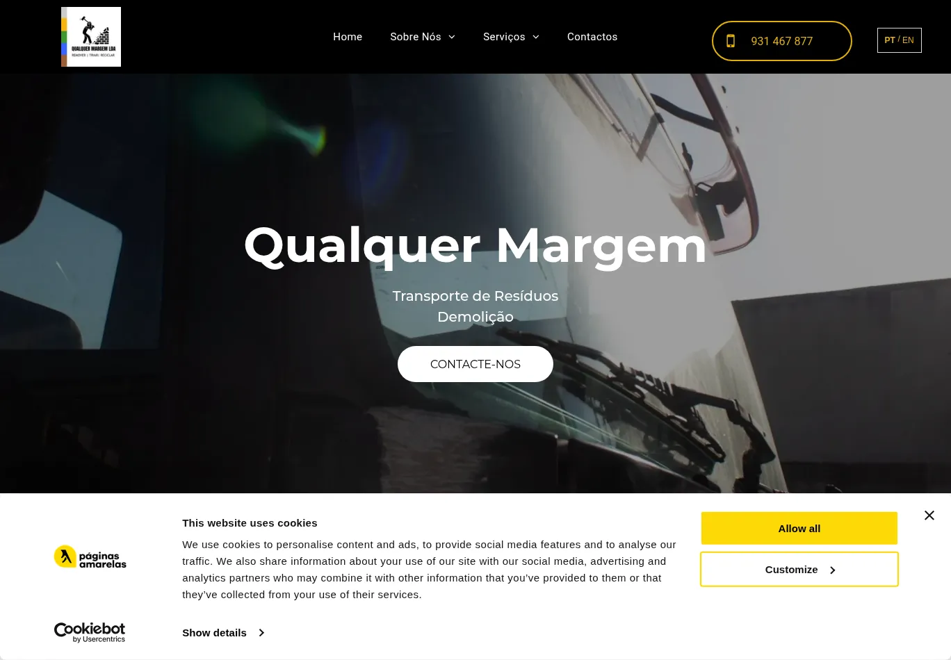 qualquermargem.pt before consent screenshot