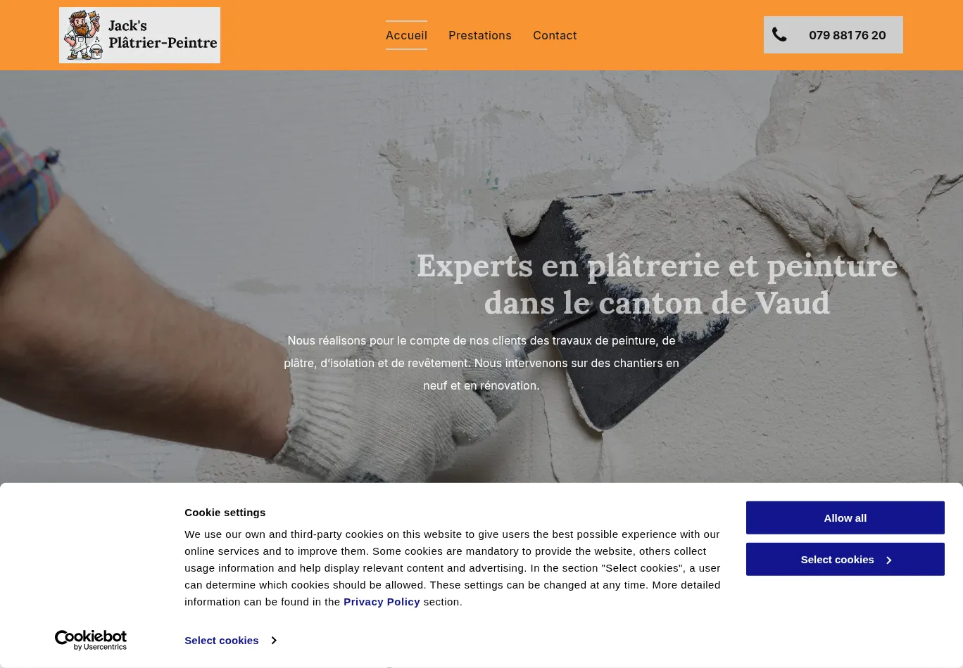 jacks-peinture.ch before consent screenshot