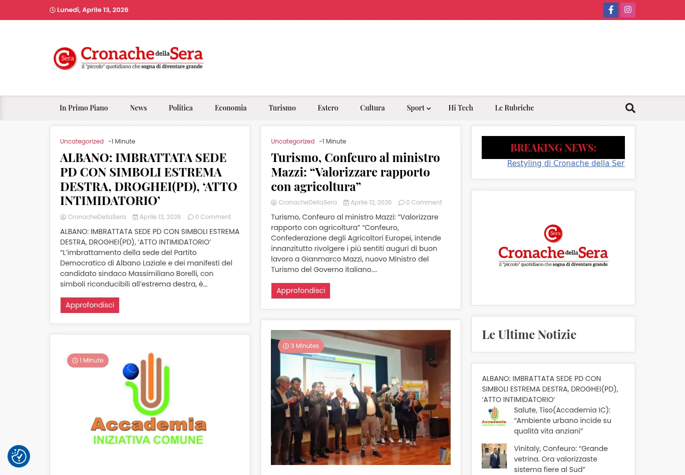 cronachedellasera.it screenshot