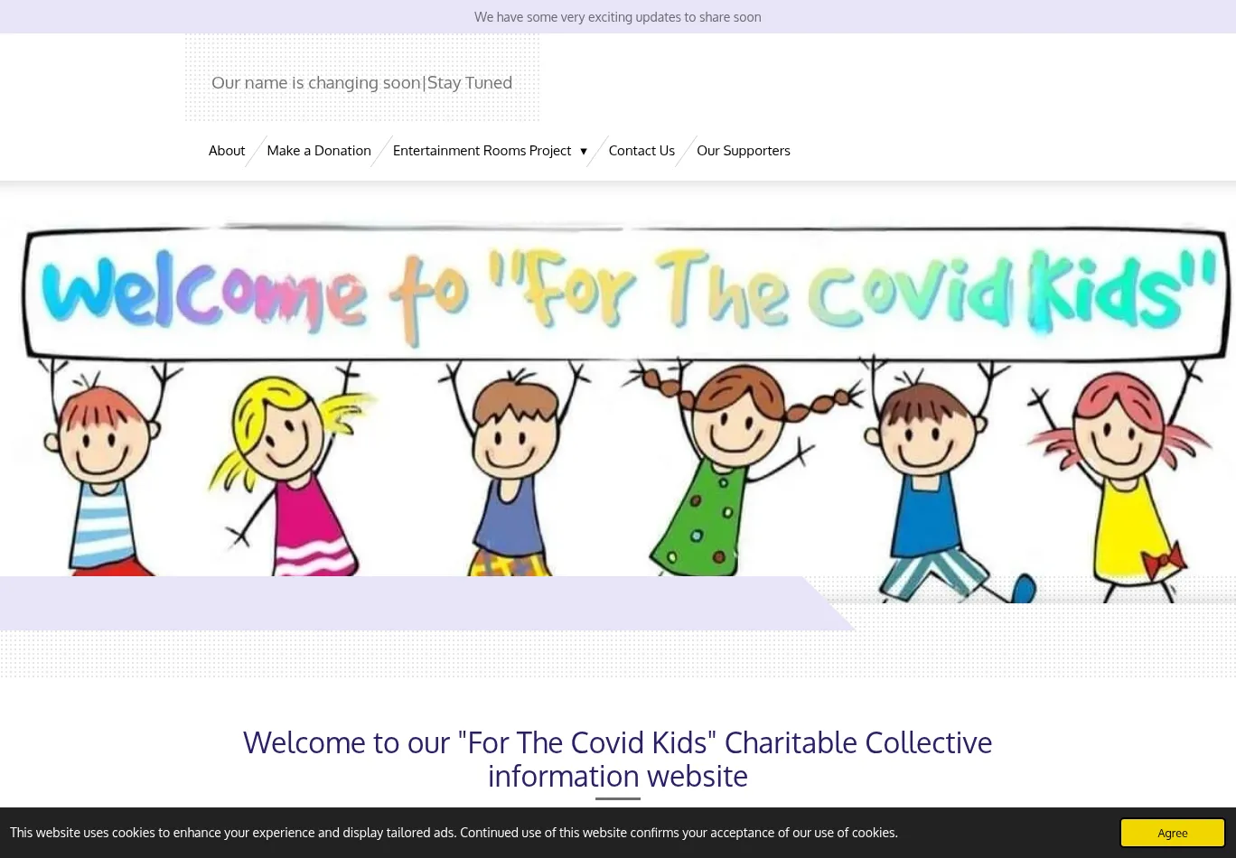 forthecovidkids.webador.co.uk before consent screenshot