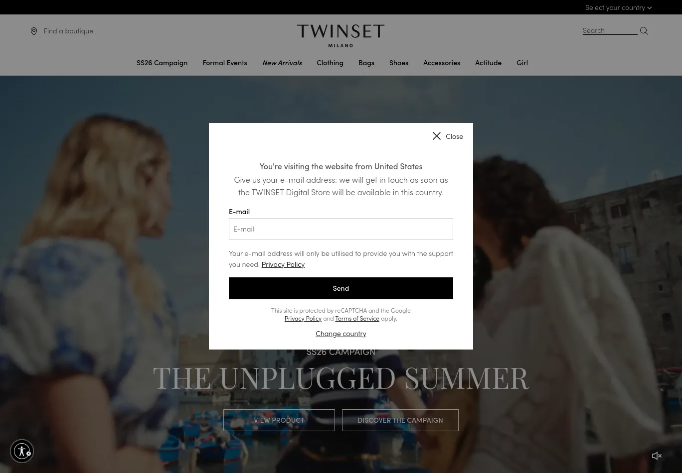 twinset.com necessary only consent screenshot
