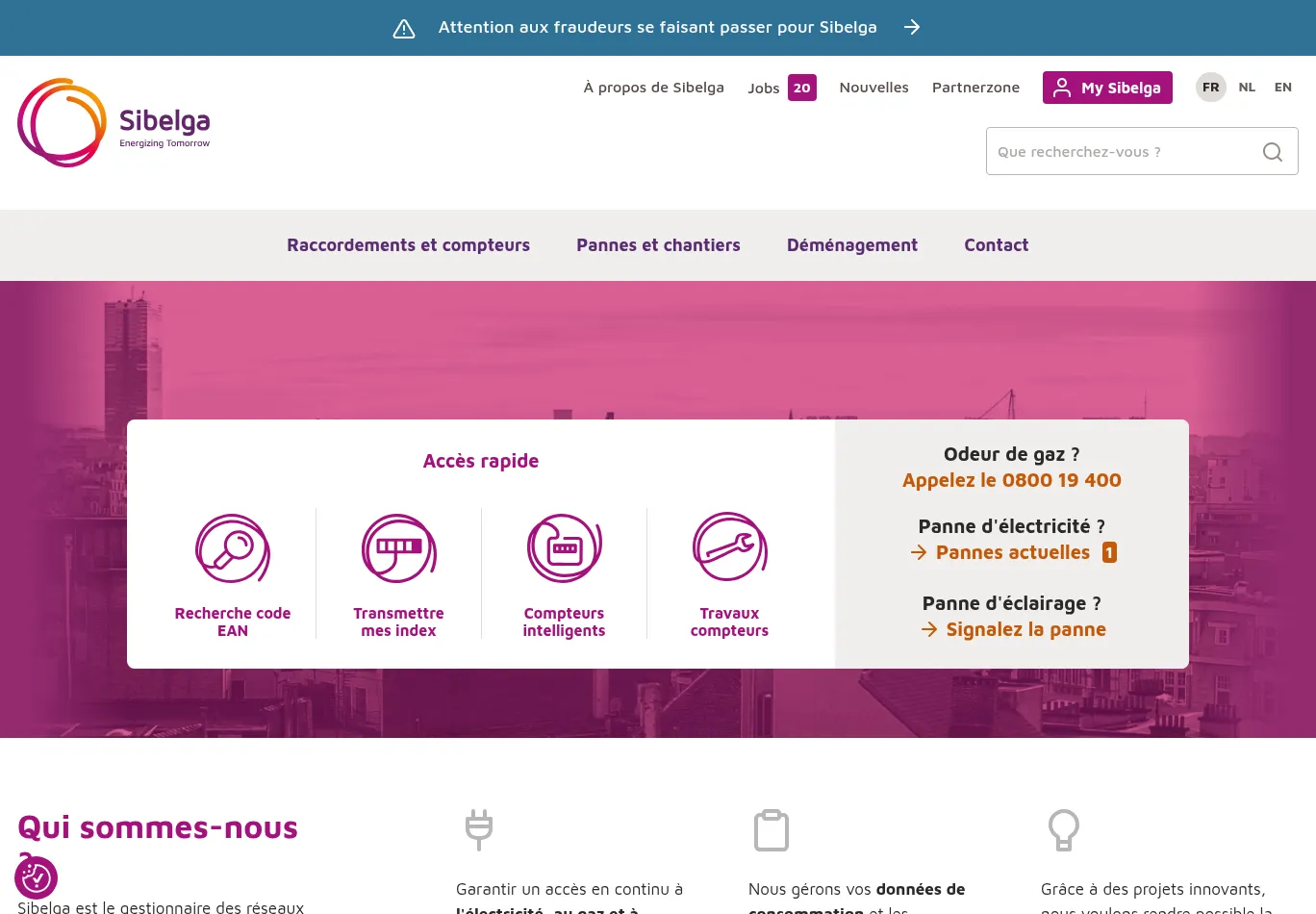 sibelga.be screenshot