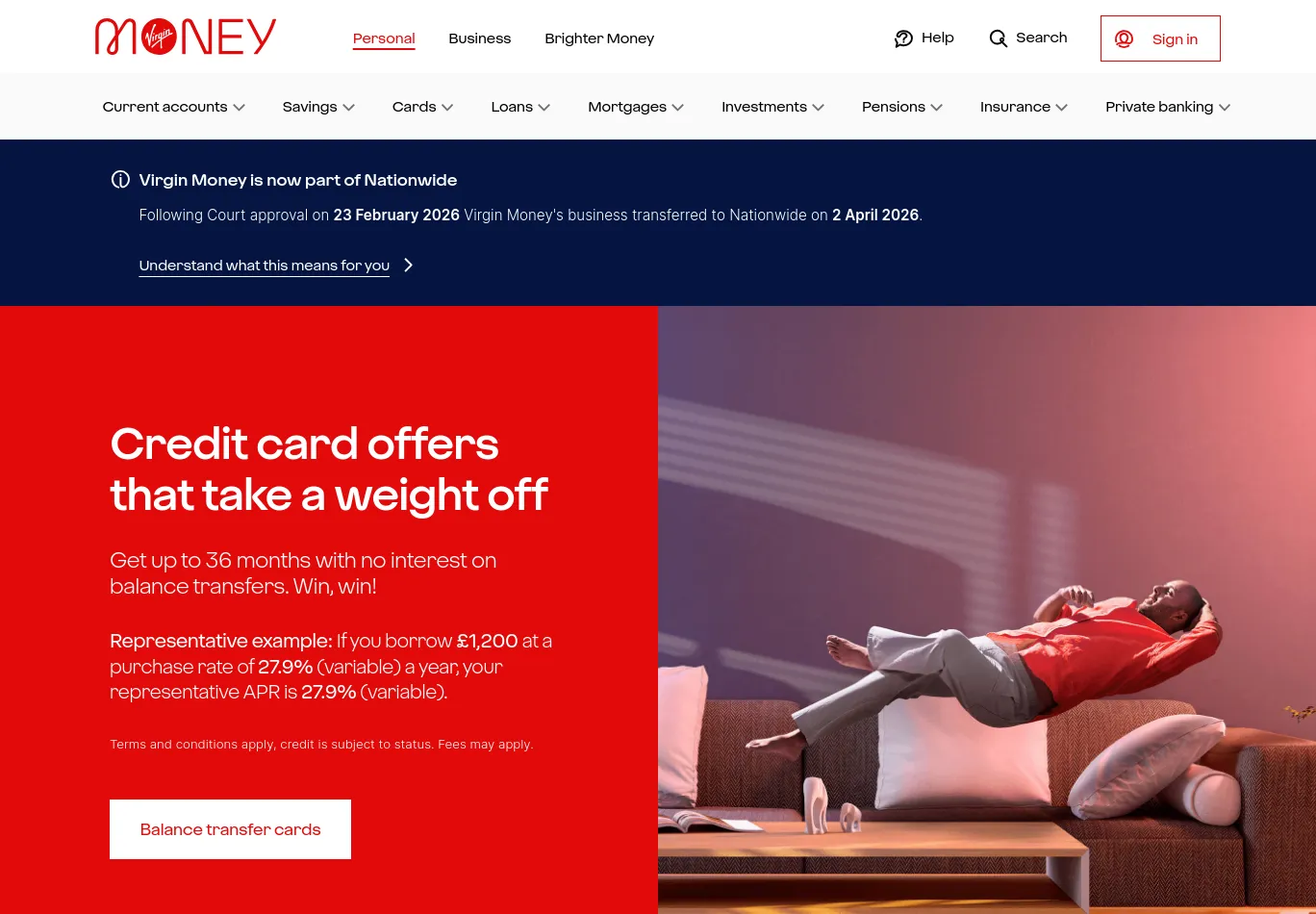 virginmoney.com necessary only consent screenshot